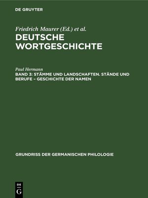 cover image of Stämme und Landschaften. Stände und Berufe – Geschichte der Namen